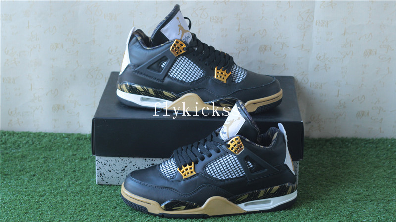 Authentic Air Jordan 4 Black Gold